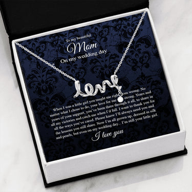KORAFINA Personalized Love Necklace, to Mom On My Wedding Day, Mother of The Bride Gift from Daughter, Mother of The Bride Necklace from Bride, Mom of Bride On Christmas, Birthday